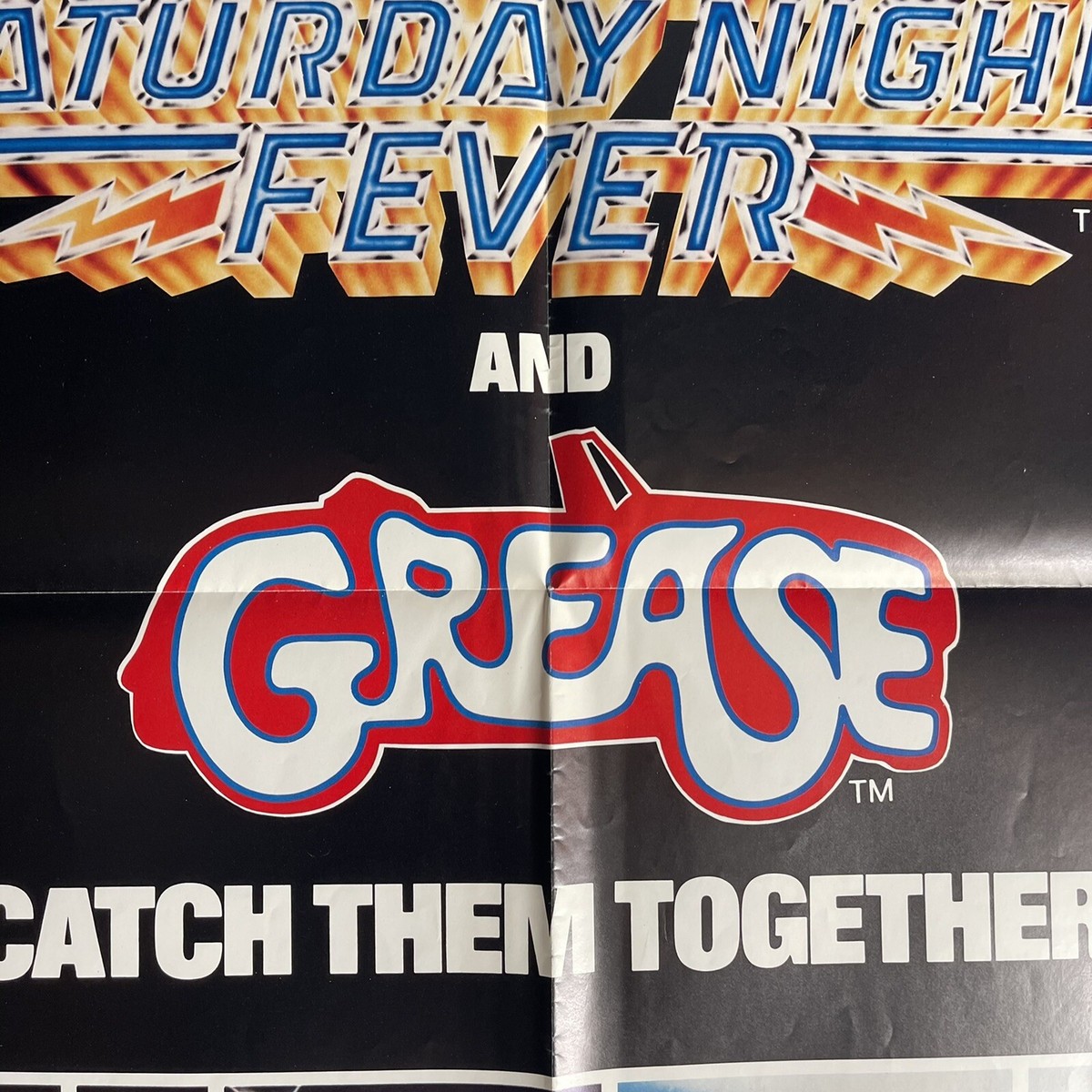Grease/Saturday Night F..(中古品) Saturday Night Fever & Grease 1979 Original Movie Poster One Sheet