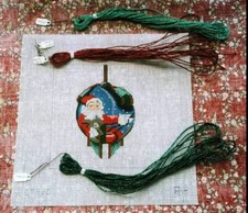 Santa Christmas Bulb Ornament Handpainted Needlepoint Asc Talents Canvas w Floss