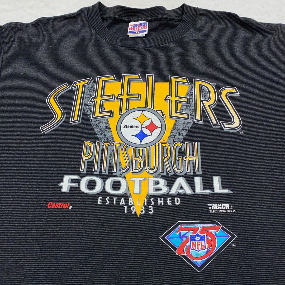 vintage 90s PITTSBURGH STEELERS STRIPED T-Shirt XL nfl football