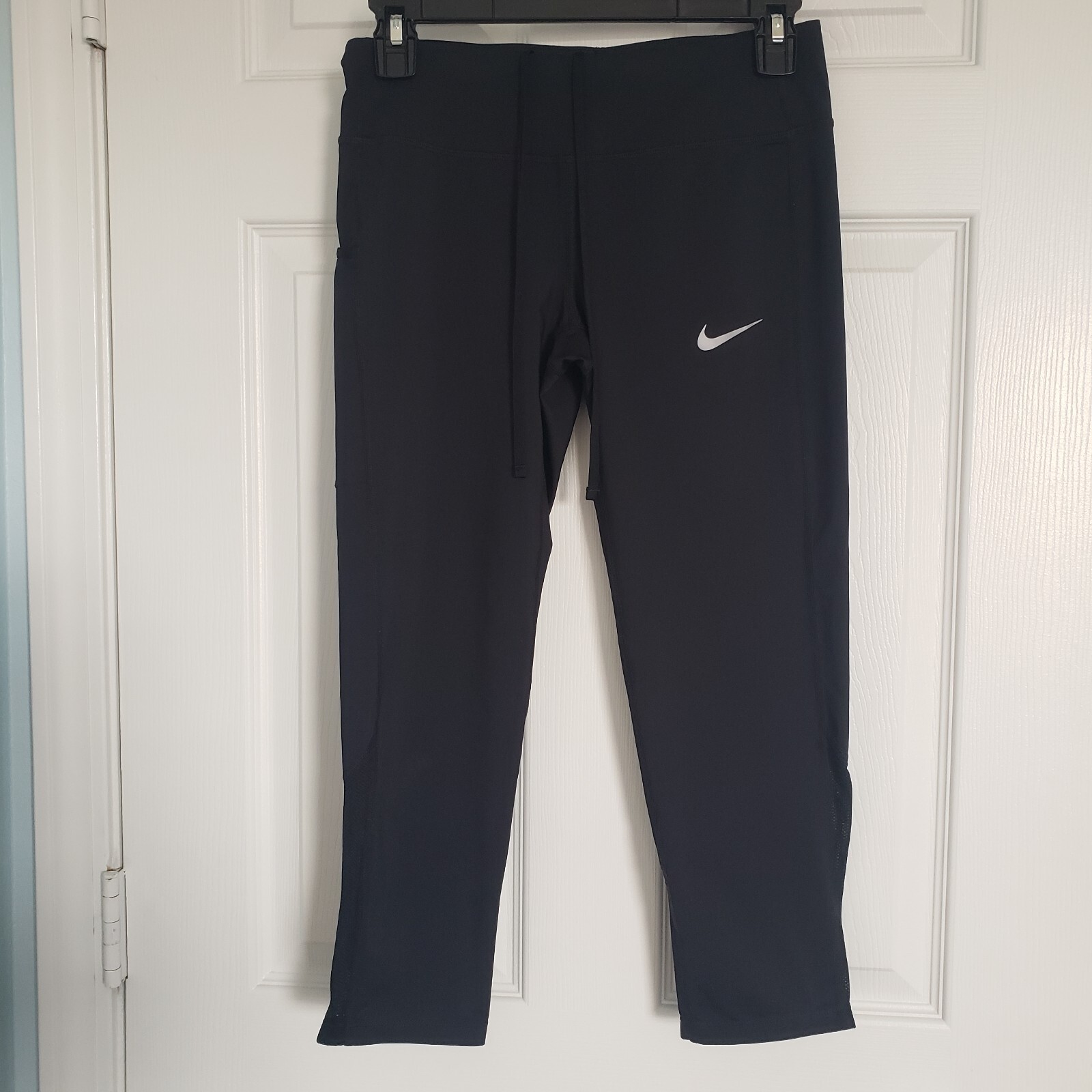 Nike Dri Fit Leggings Size S Black Mesh Ankle Pockets Gym Running Yoga Stretch