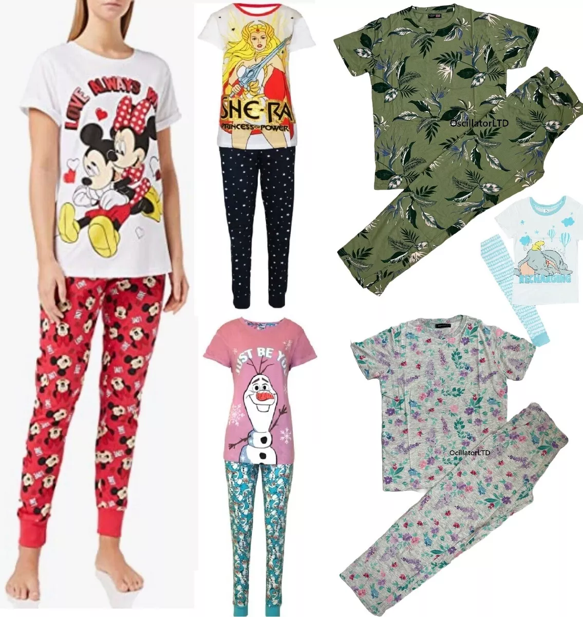 EX STORE Ladies Womens Characters Cotton Pyjamas Set Nightwear cotton Loungewear
