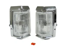 DEPO Chrome Trim Clear Front Corner Light Pair For 1987-1995 Nissan Pathfinder