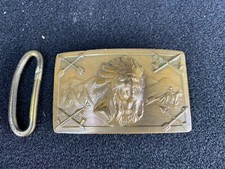 VINTAGE COPPER INDIAN HEAD BELT BUCKLE STAMPED PAT.  VERY OLD NICE 