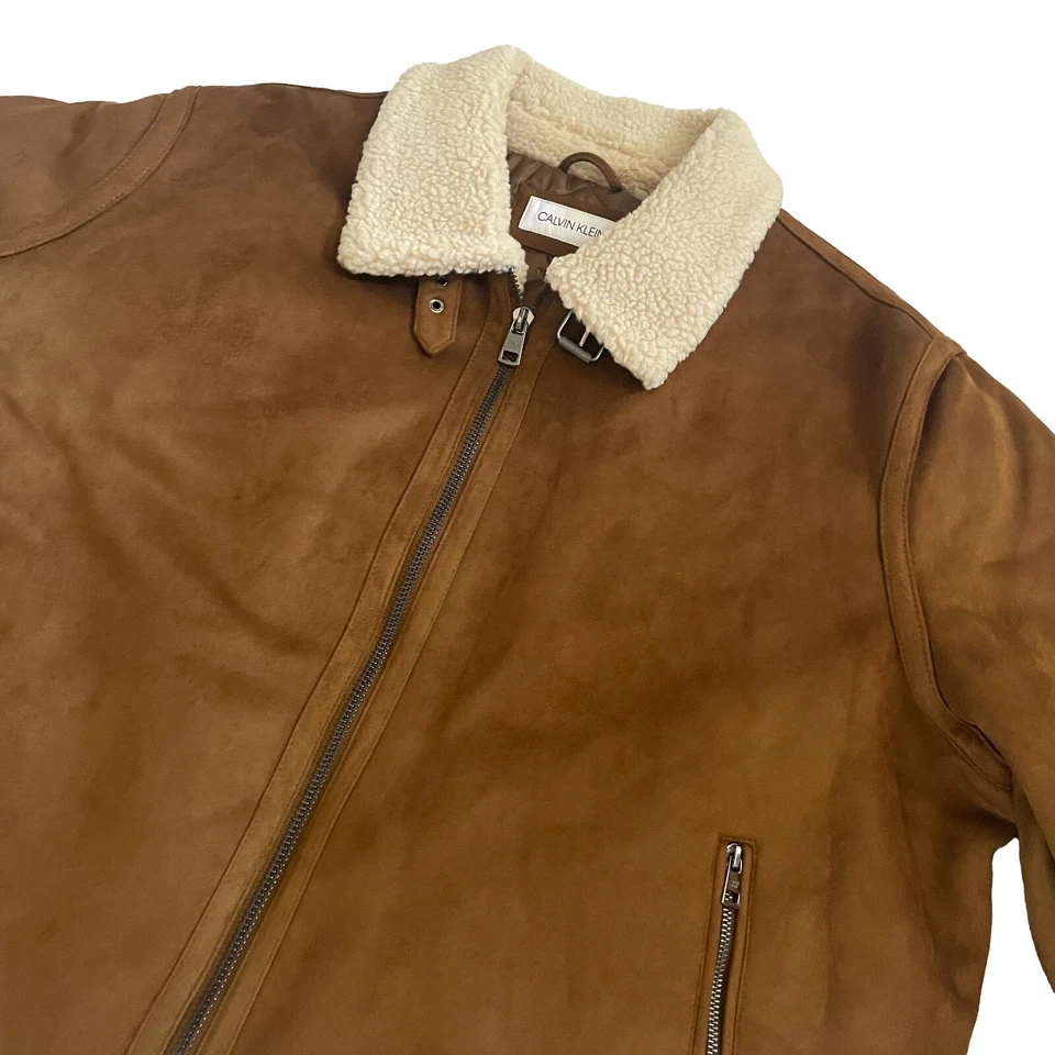 Calvin Klein Men's Classic Faux Shearling B-3 Bomber Jacket XXL Large Fall Coat - Image 3 of 4