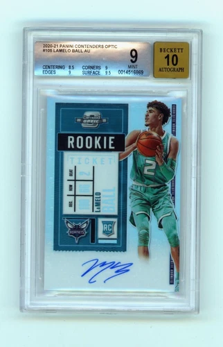 LaMelo Ball 2020-21 Contenders Optic Silver Prizm Rookie Ticket Auto RC BGS 9 10
