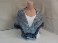 Handcrafted Wrap Shawl Blue Hand Spun Cashmere Silk Mix Female Adult