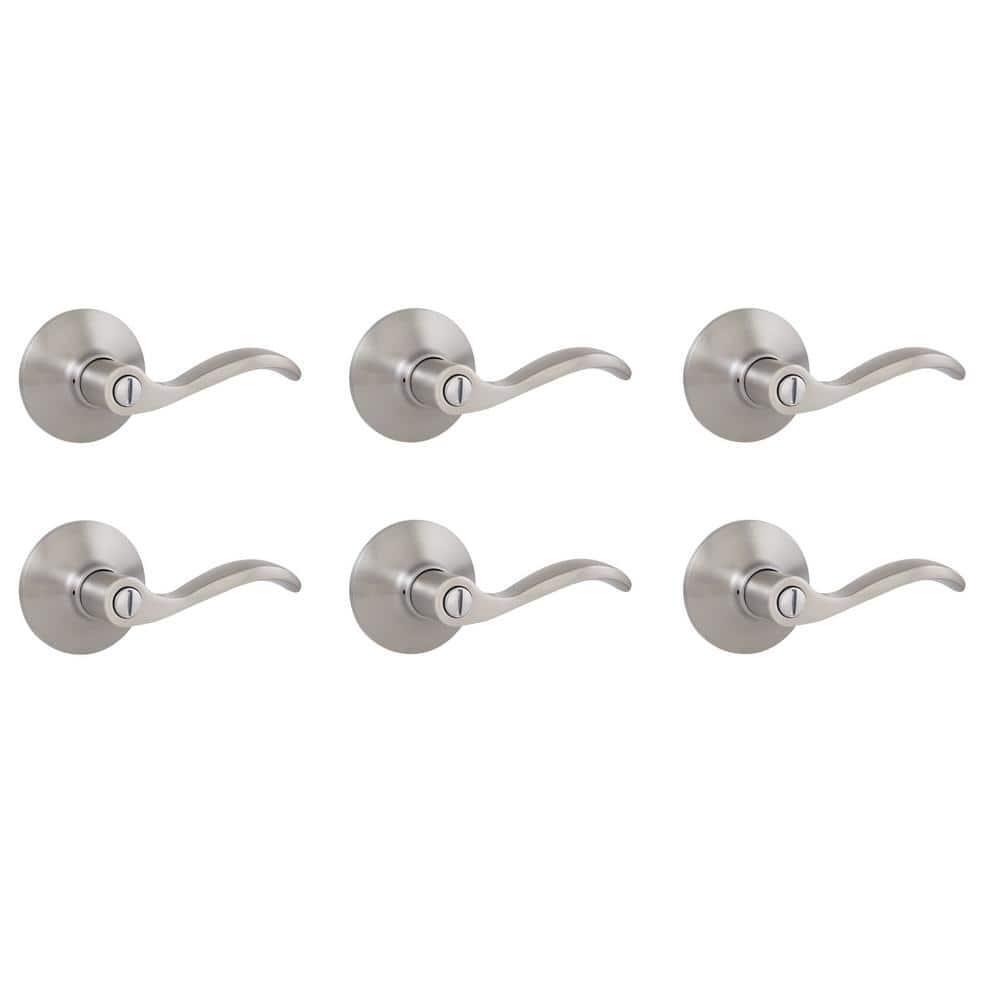 Defiant Privacy Door Handle Classic Adjustable Backset Easy Install Satin Nickel-image