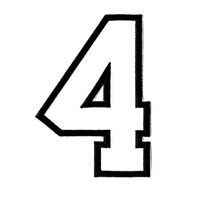 Number 4 Four 4.5 inch White Embroidered iron on Patch for Jacket Jeans Hat P14