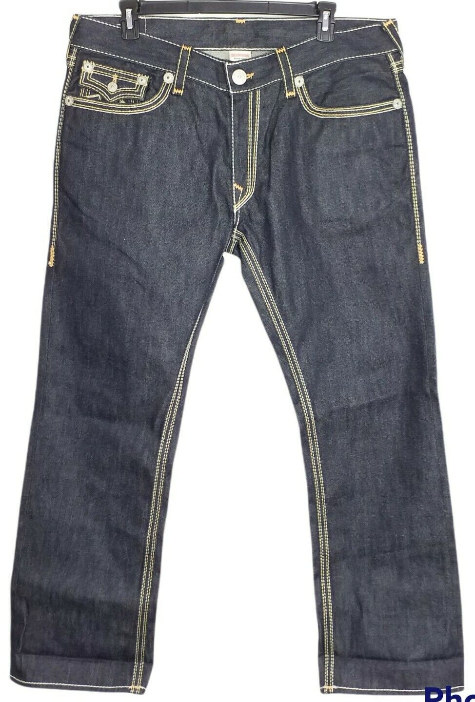 True Religion Ricky Big QT Seat Jeans JackKnife Stitched Size 40 Dark Wash NWOT Nowa popularność