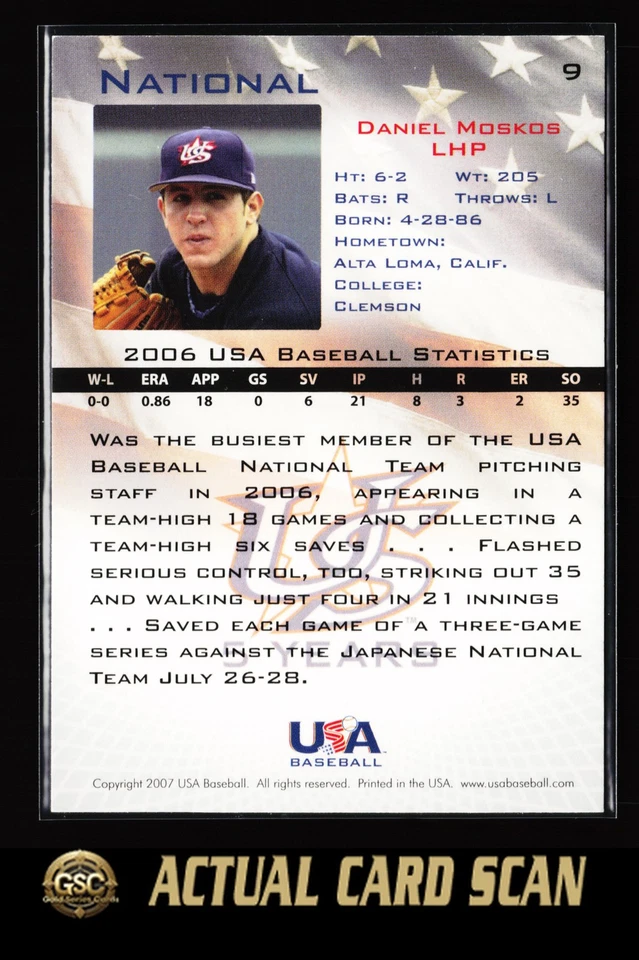 2006-07 USA Baseball Box Set #9 Daniel Moskos Auto - Image 2 of 2