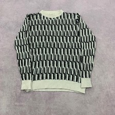 Vintage Knitted Jumper abstract 3D patterned grandad knit sweater Men's XL