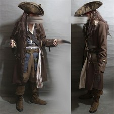 Captain Jack Sparrow Costume Outfits Pirates of the Caribbean Halloween Cosplay