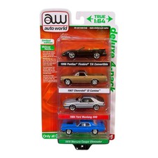 AW Auto World Deluxe 4 Pack Pontiac Firebird Chevrolet Camino Mustang Mercury