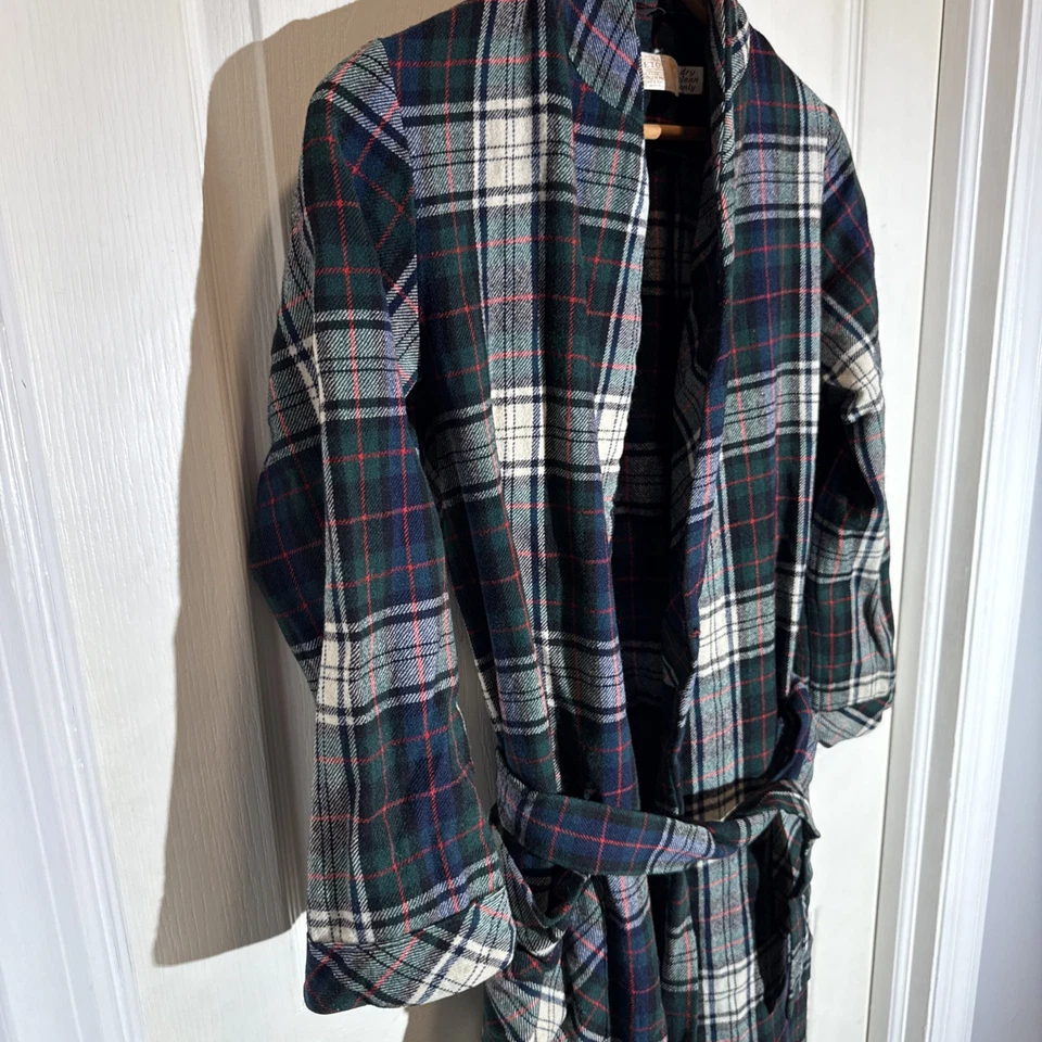 Vintage Pendleton Men’s Medium Green Multicolor Plaid Robe With Belt- Flaws - Image 4 of 4