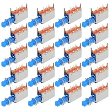 Push Button Switch SPST 3 Pin 1 Position Self-Locking Blue 20pcs