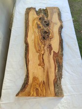 Dalle en bois d'olivier extra longue | Planche en bois à bords vivants pour t...