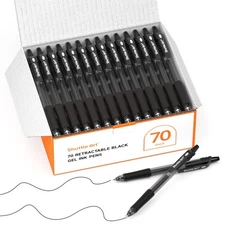 Black Pens 70 Pack Retractable Medium Point Rollerball Smooth Writing Office