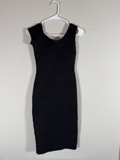 Brat Star Black Sleeveless Scoop Neck Bodycon Midi Knit Dress Polyester S