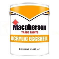 Macpherson Acrylic Eggshell Brilliant White 5L – Interior Wall & Wood Paint