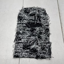 Black  White Fuzzy Knit Full Face Balaclava Knit Mask Unisex Size OS