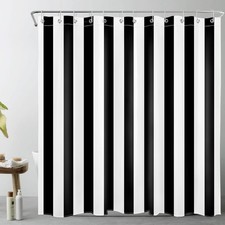 Black and White Shower Curtain,Striped Bathroom Curtain,72x72 inch Waterproof...