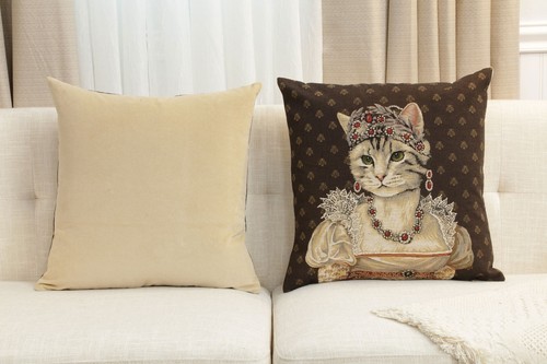 Chat Josephine European Throw Cushion Cover Tapestry Home Decor Pillow 18x18 in - Picture 13 of 14