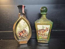 Lot Of Two Vintage Jim Beans Bottles One Has A Fox And The Other Has A Squirrel