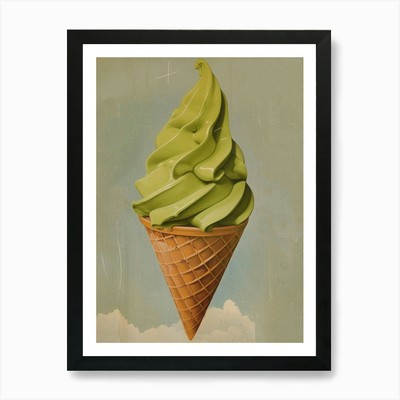 Matcha Eiswolke Mid Century gerahmtes Wandbild Poster Leinwanddruck Bild