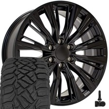 4869 22x9 Black Oe Wheels 28545r22 Rt Tires Tpms Set 6x139.7 28et