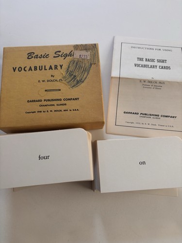 Vtg The Basic Sight Vocabulary Cards Orig Box Instructions School Flashcards