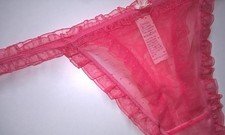 Sexy Sheer Pink Frilly See Thru Thong Knickers Panties CD TV Sissy 34" - 42" +