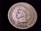 1886 Indian Head Cent, Type 1 variety, Good  to Very Good  grade