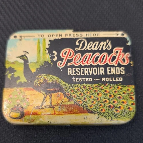 Dean Rubber Mfg. Company Peacocks Reservoir End Condoms vintage & rare Full Can