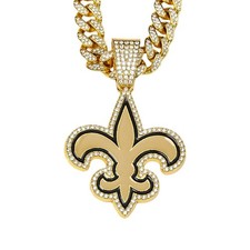 Cuban Chain Necklace NFL Football AFC/NFC Logo Design New Orleans Saints 20"