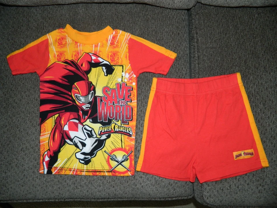 Винтажный пижамный набор из 2 предметов 1990-х Power Rangers SAVE THE WORLD красный рейнджер размер 6 - Изображение 2 из 4