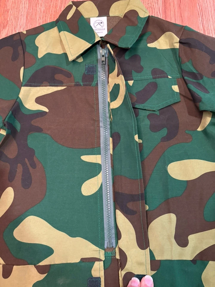 Rothco Woodland Camo Short Sleeve Shirt Boys 3-5 Full Zipper - Image 4 of 4
