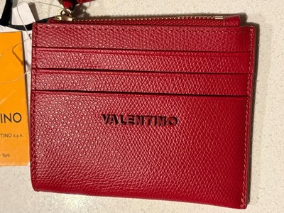 Valentino by Mario Valentino Red Gia Pal Leather Card Holder Case