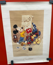 Disney Mickey Mouse 60 Years In Pictures Poster Kodak 1988 Vintage Worn
