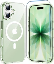 Temdan for iPhone 17 Case Clear Green with Screen Protector, A-Clear 