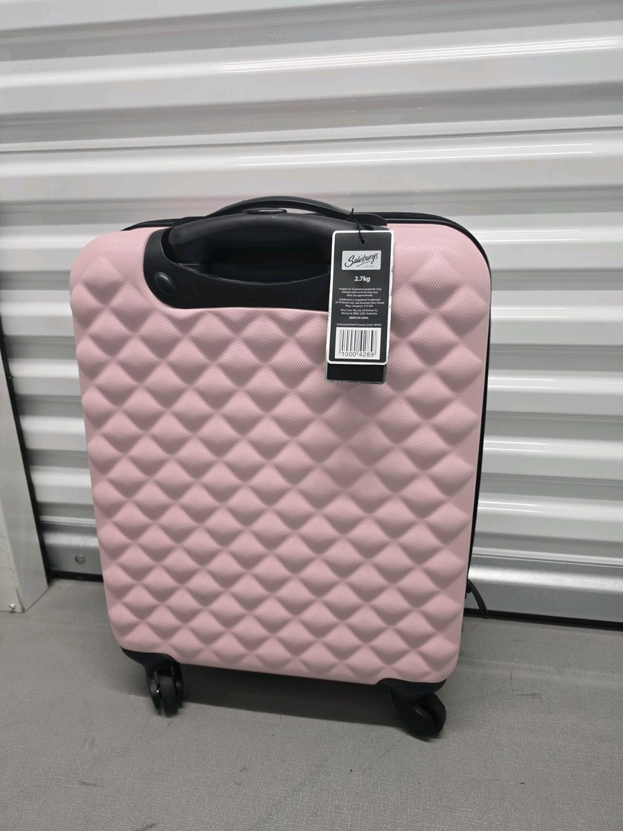 Salisbury Enbossed Quilted Shell Suitcase- Pink Carry on H56