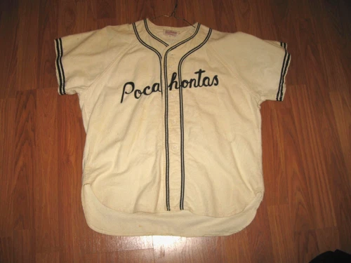 ANTIQUE WOOL Pocahontas Iowa IA BASEBALL Uniform Jersey Top Striped EARLY