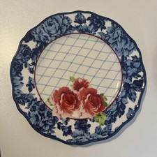 Pioneer Woman Heritage Floral Blue Stoneware Dinner Plate 10.5” Set of 4 