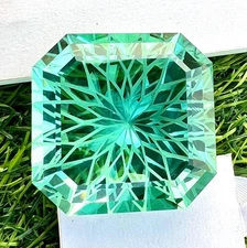 GIE Certified Natural Brazilian 100 Ct Asscher Cut Green Topaz Loose Gemstone