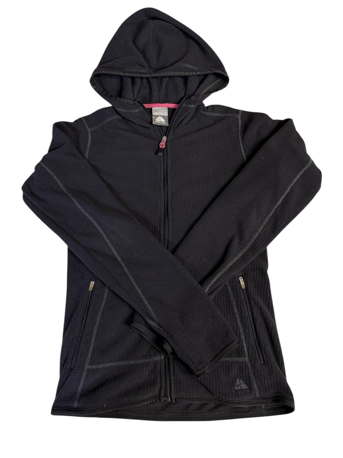 SACAI X NIKE Giacca Nike ACG vintage donna XS nera full zip Therma Waffle