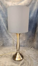 Modern Metal Tapered Table Lamp in Brushed Nickel with Lampshade 29"
