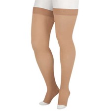 Juzo Dynamic Thigh High, Open Toe, Silicone Band, 20-30mmHg Size: II Beige