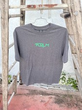Vintage Forum Snowboards Logo Tee L 21x29 Grey Made in USA Green Spellout