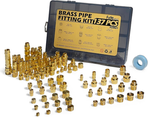 137PCS Brass Pipe Fittings Assortment Kit NPT Extension Adapter,Reducer Bushing