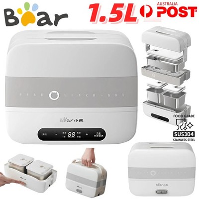 BEAR Electric Lunch Box 1.5L Stainless Steel Portable Heating Bento Food Warmer