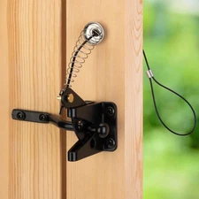 Self-Locking Gate Latch with Spring Cable Pull for Wooden Fence Heavy Duty Post